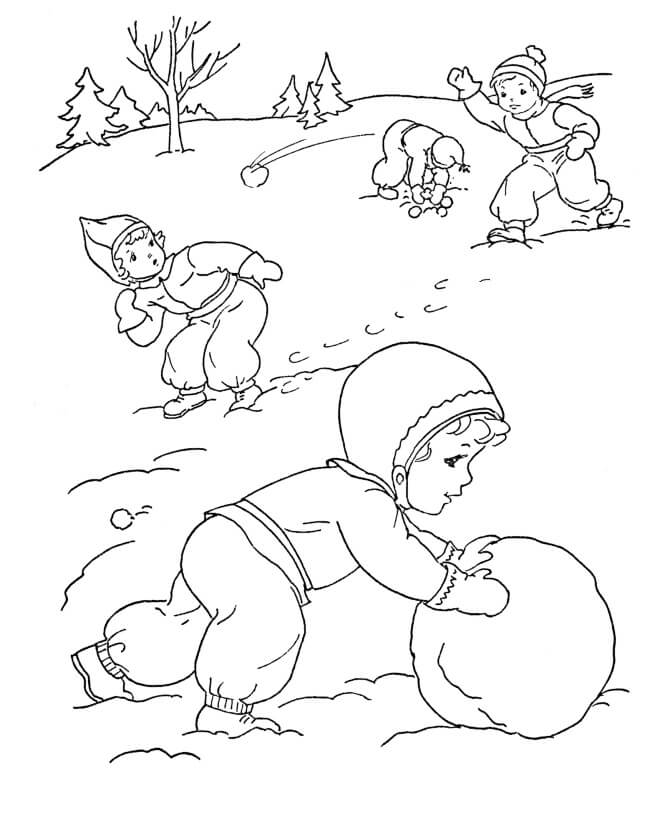 Betty rolt een grote sneeuwbal