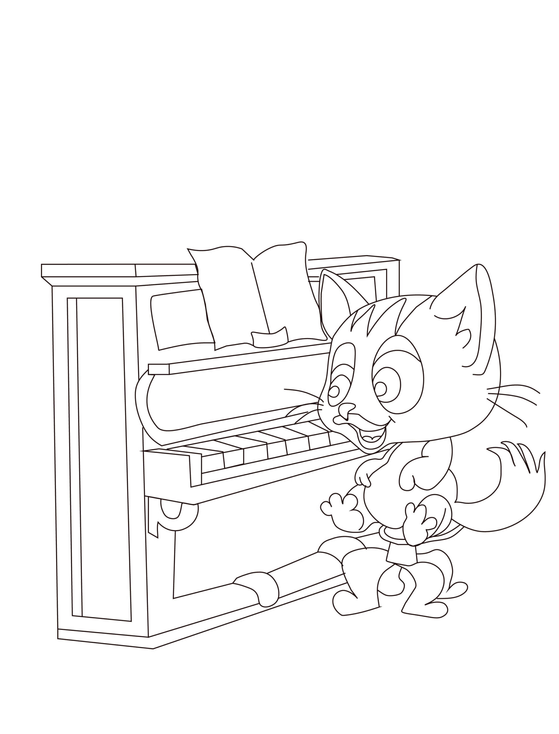 Cartoon kat piano spelen