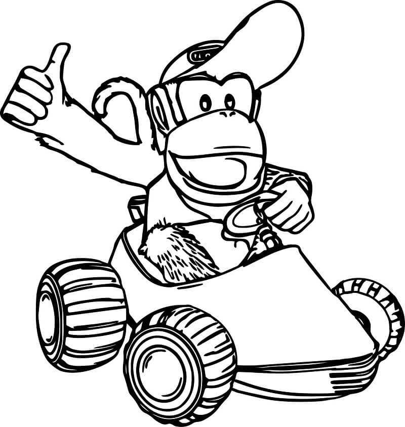 Diddy Kong rijdende auto
