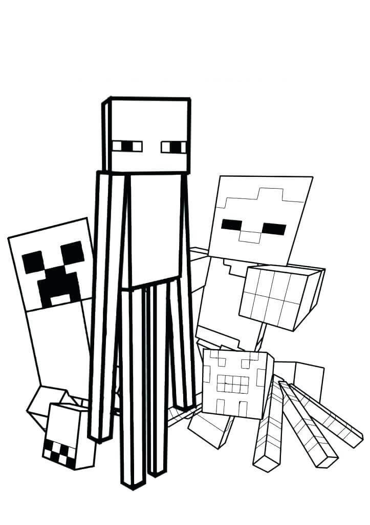 Drie monsters in Minecraft
