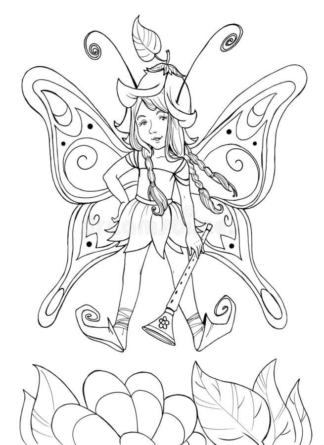 Fairy vliegen met fluit