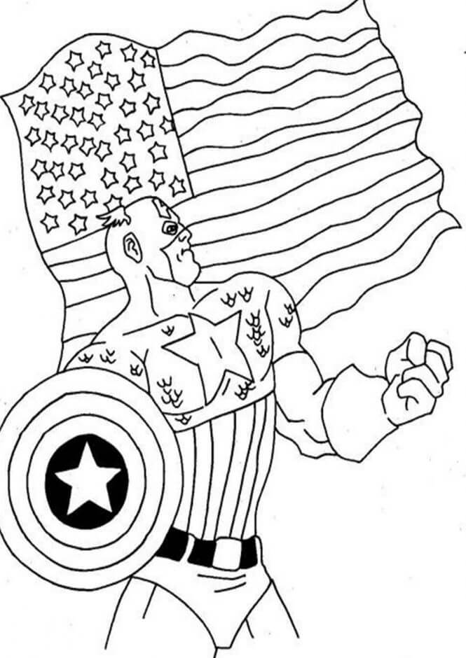 Fantastische Captain America met Amerikaanse vlag