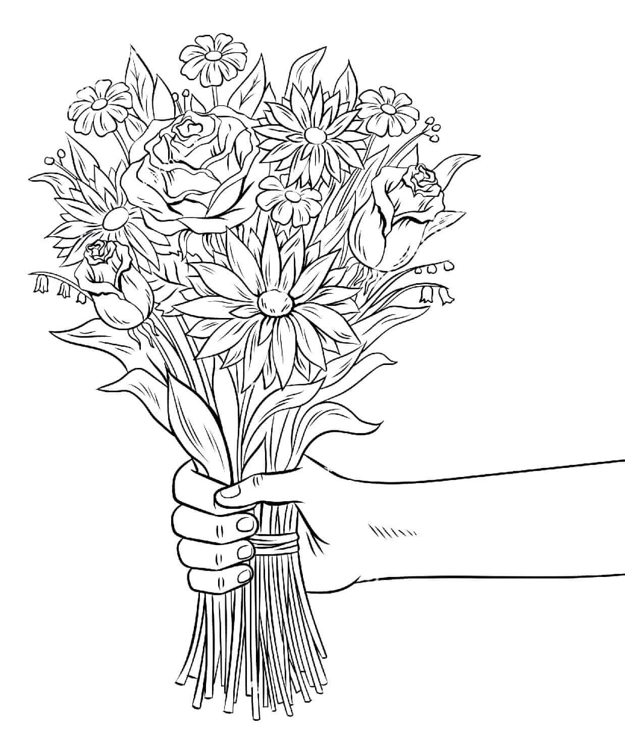 Hand Holding Sunflower Bouquet