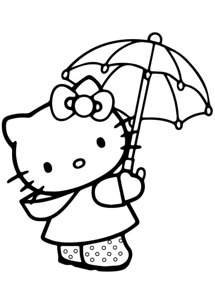 Hello Kitty met paraplu