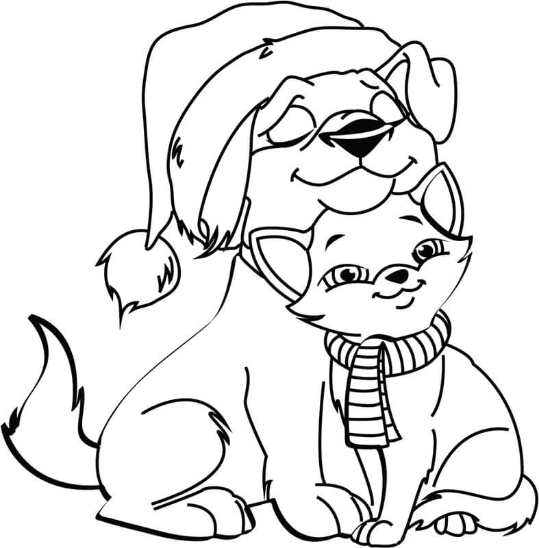Hond en Kat met Kerstmis