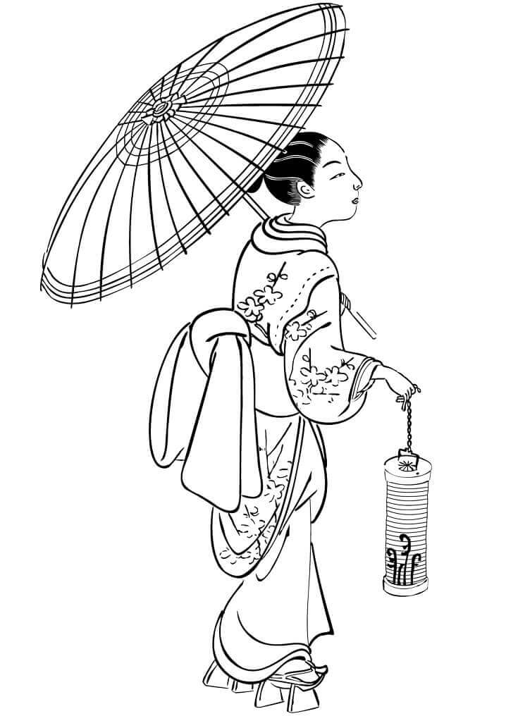 Japans meisje met paraplu