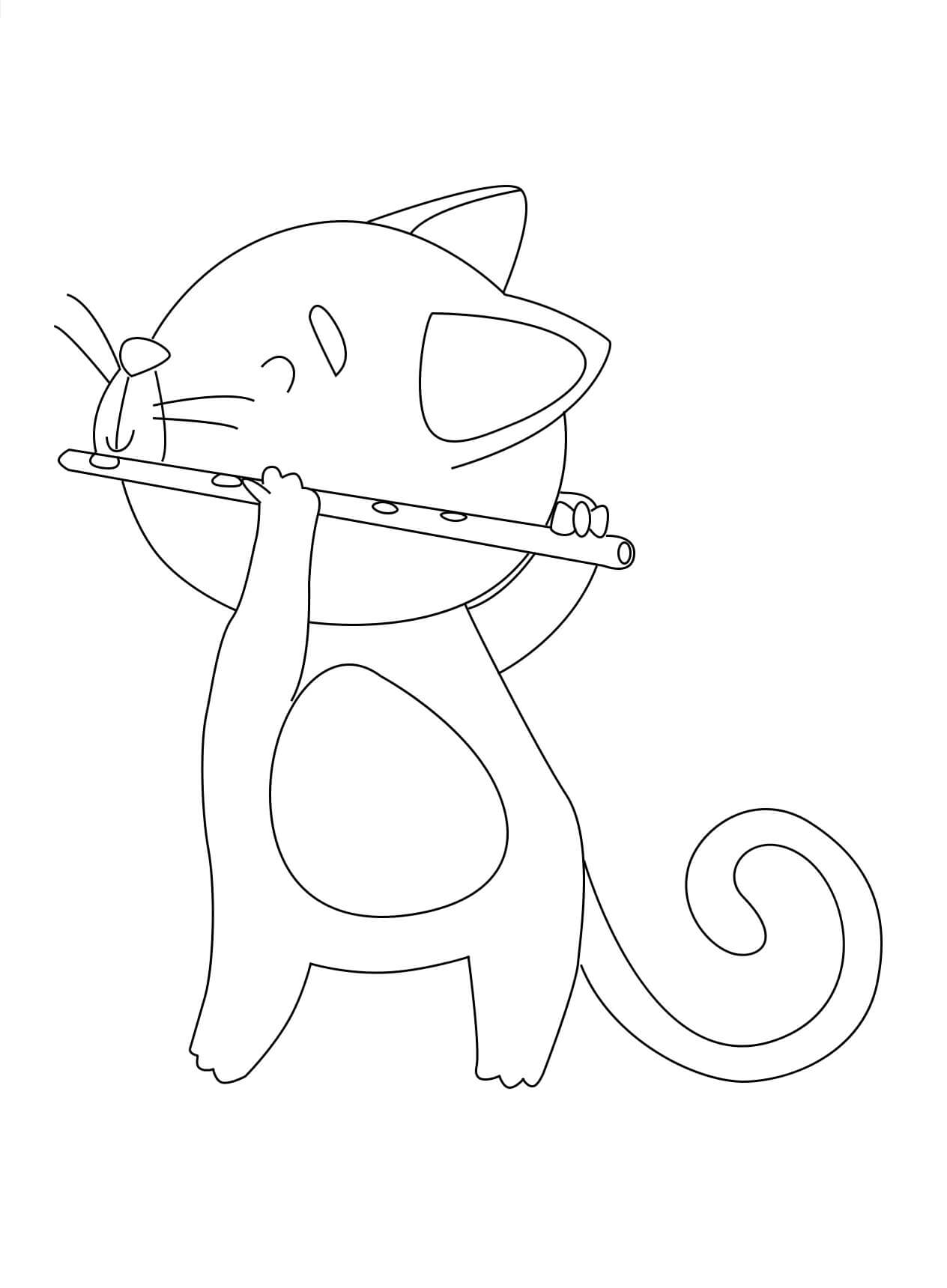 Kat die de fluit speelt