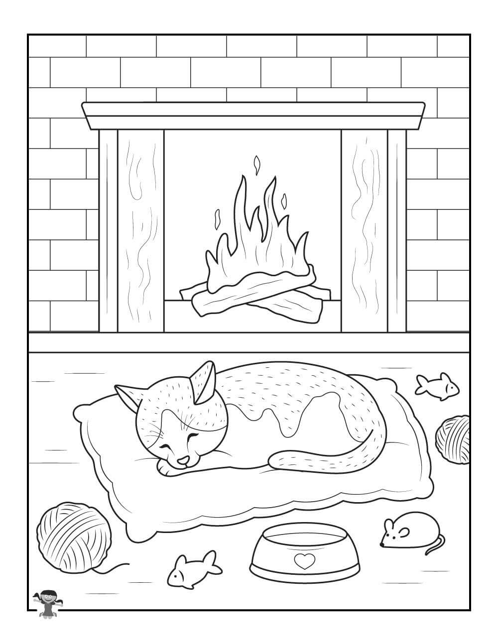 Kat slaapt voor een oven
