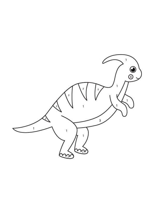 Kawaii dinosaurus kleur op nummer