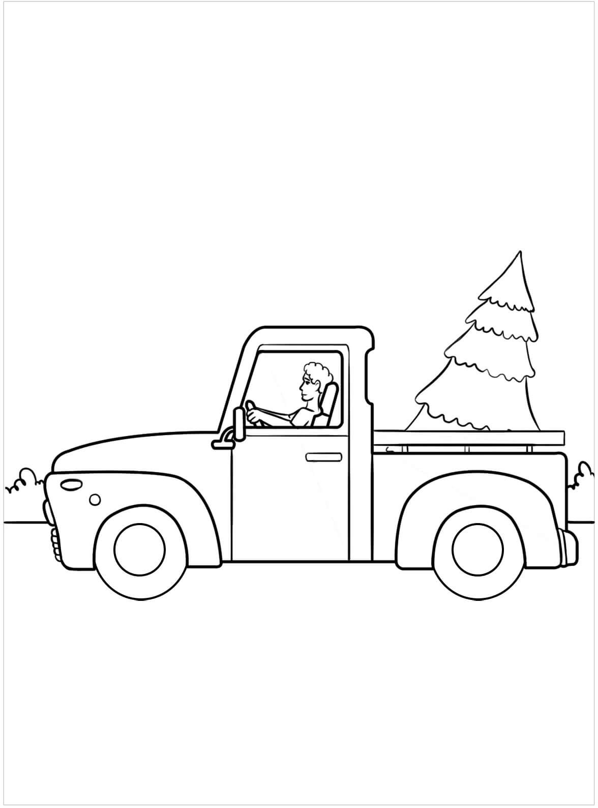 Kerstboom in vrachtwagen