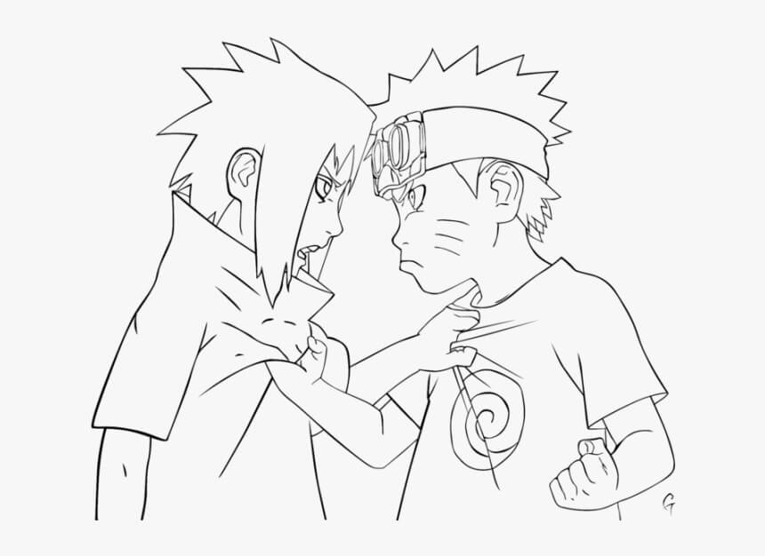 Kleine Sasuke en Naruto boos