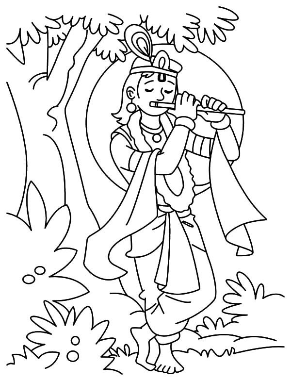 Krishna Radha speelt de fluit