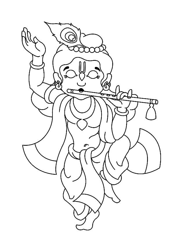 Krishna speelt fluit