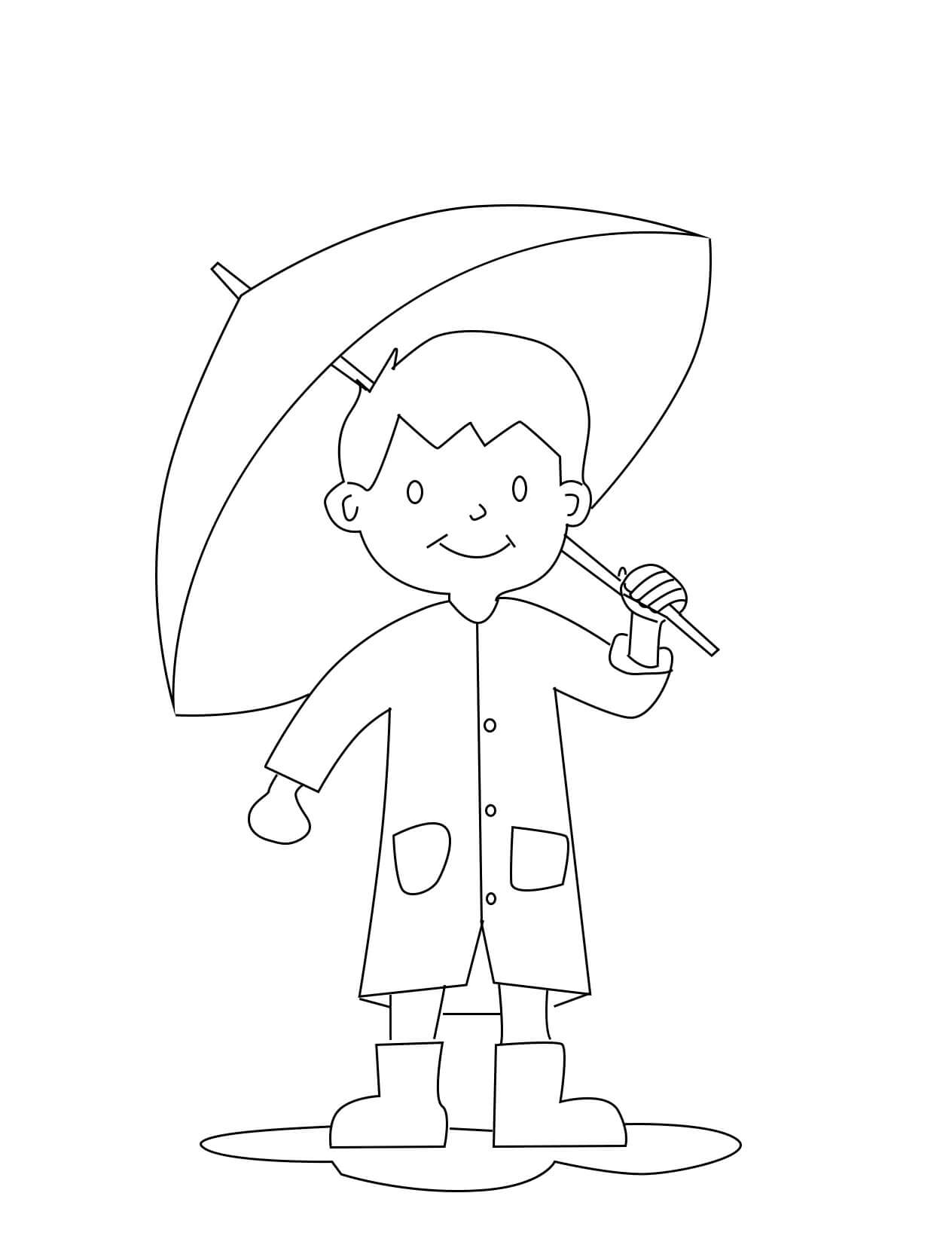 Lachende jongen met paraplu