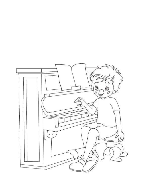 Leuke jongen die piano speelt