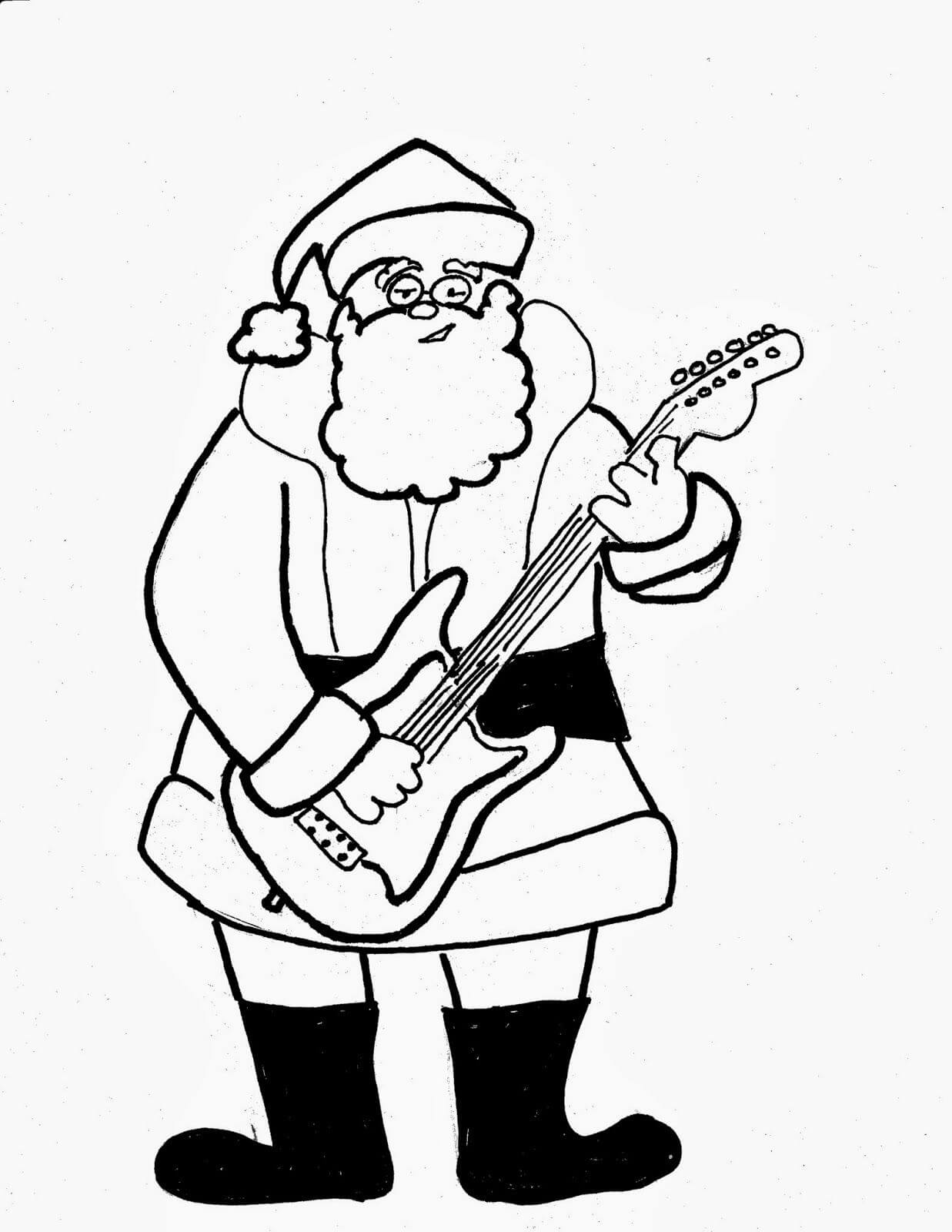 Leuke kerstman met gitaar