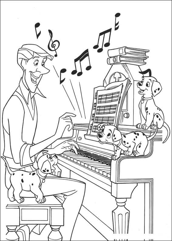 Leuke man die piano speelt met honden