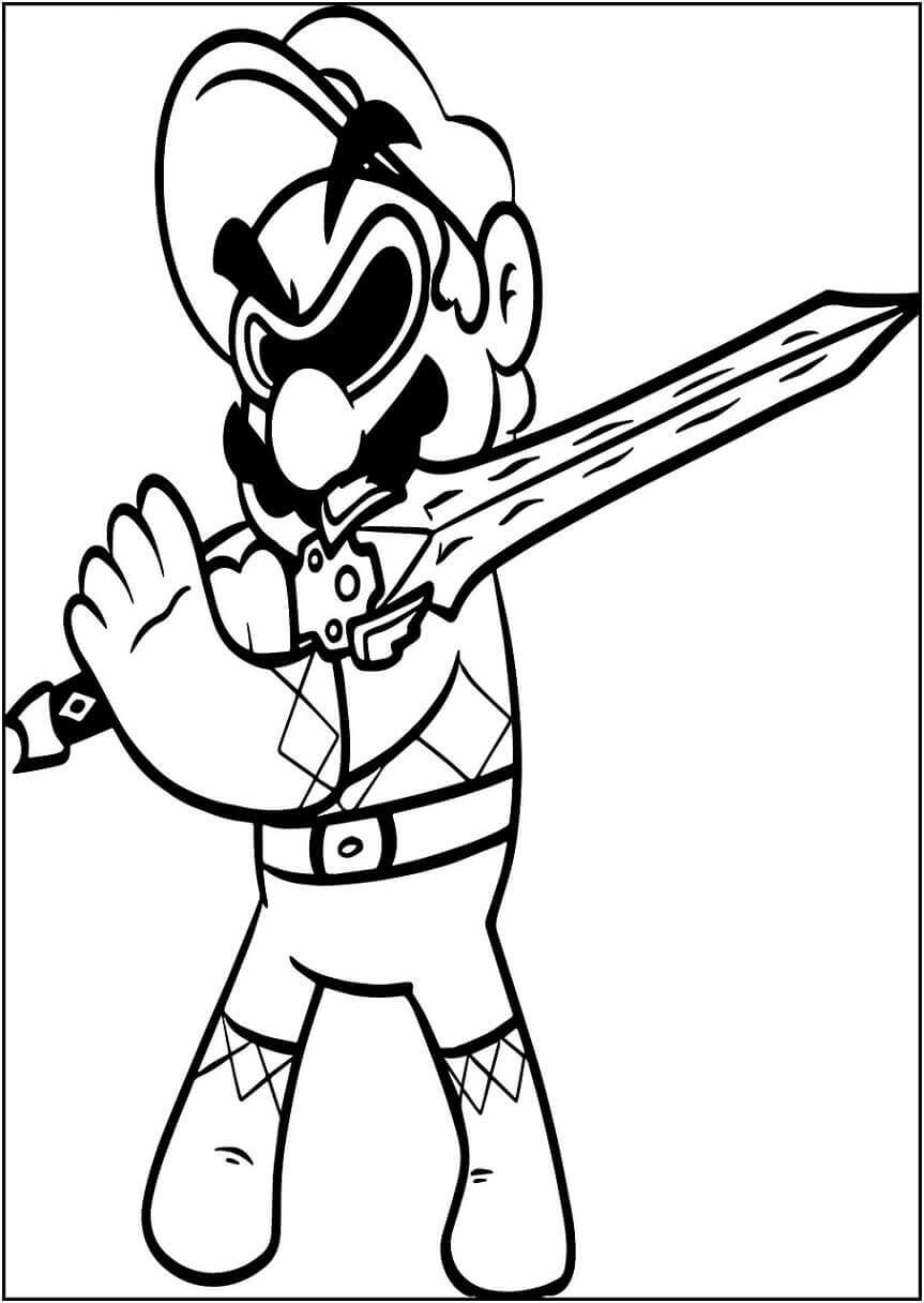 Mario houdt zwaard vast