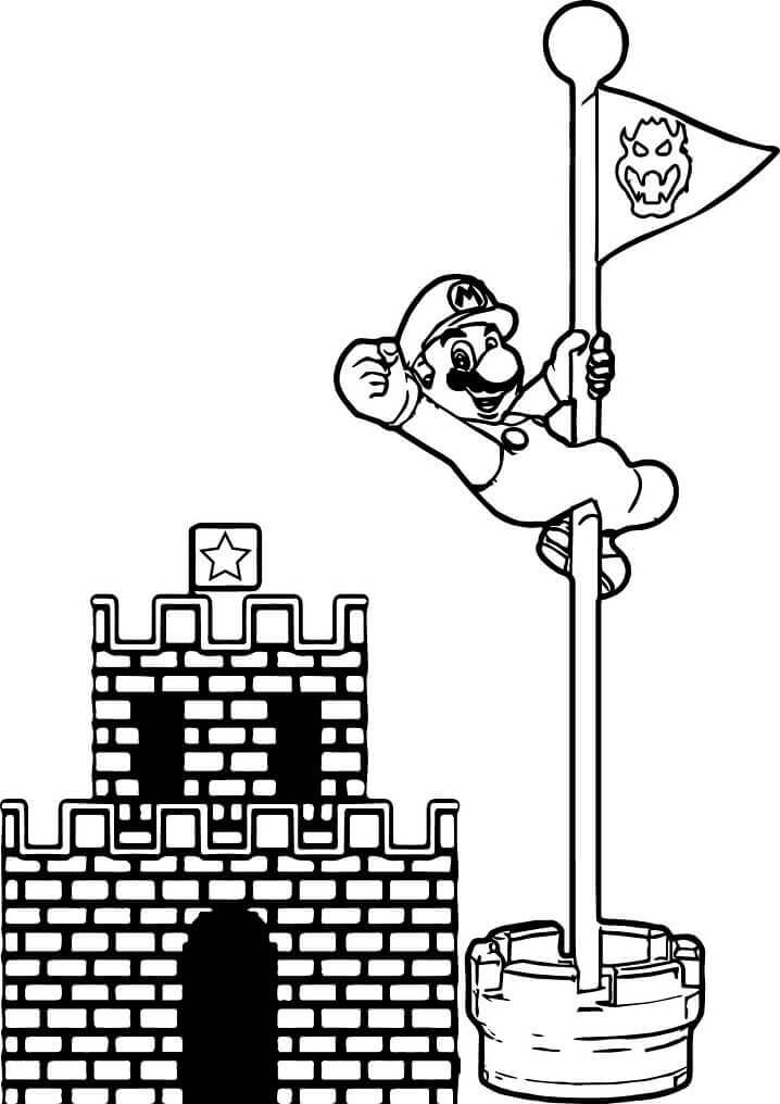 Mario met kasteel en vlag