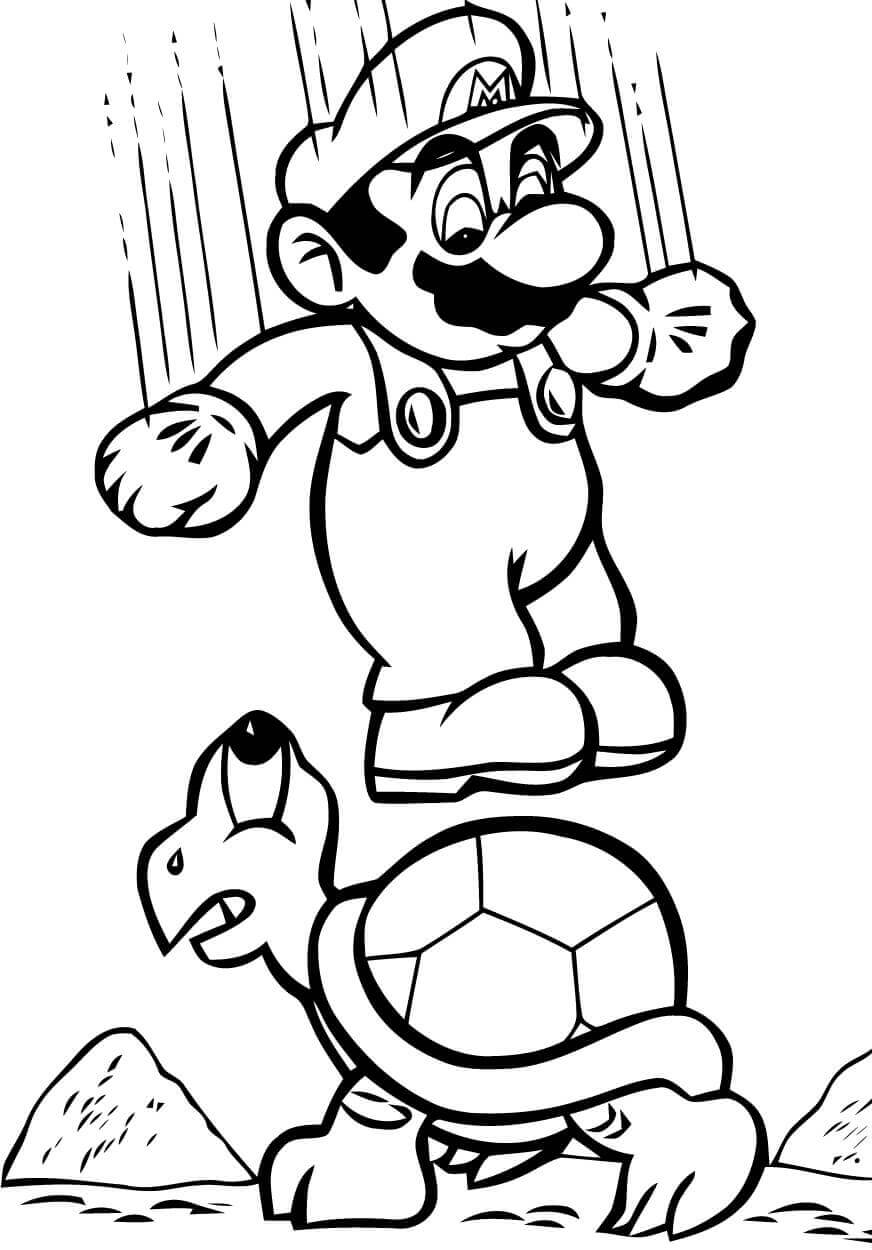Mario springen met schildpad