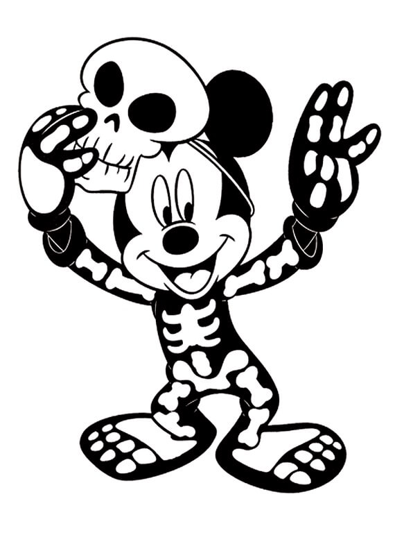 Mickey en skelet kostuum