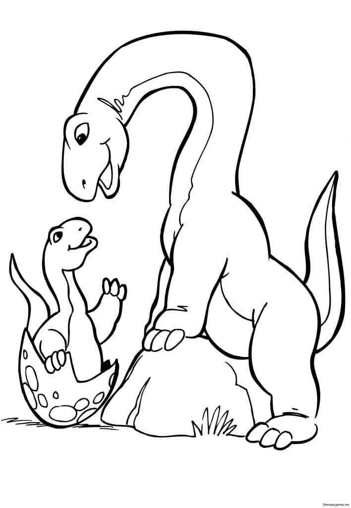 Moeder Diplodocus en baby Diplodocus