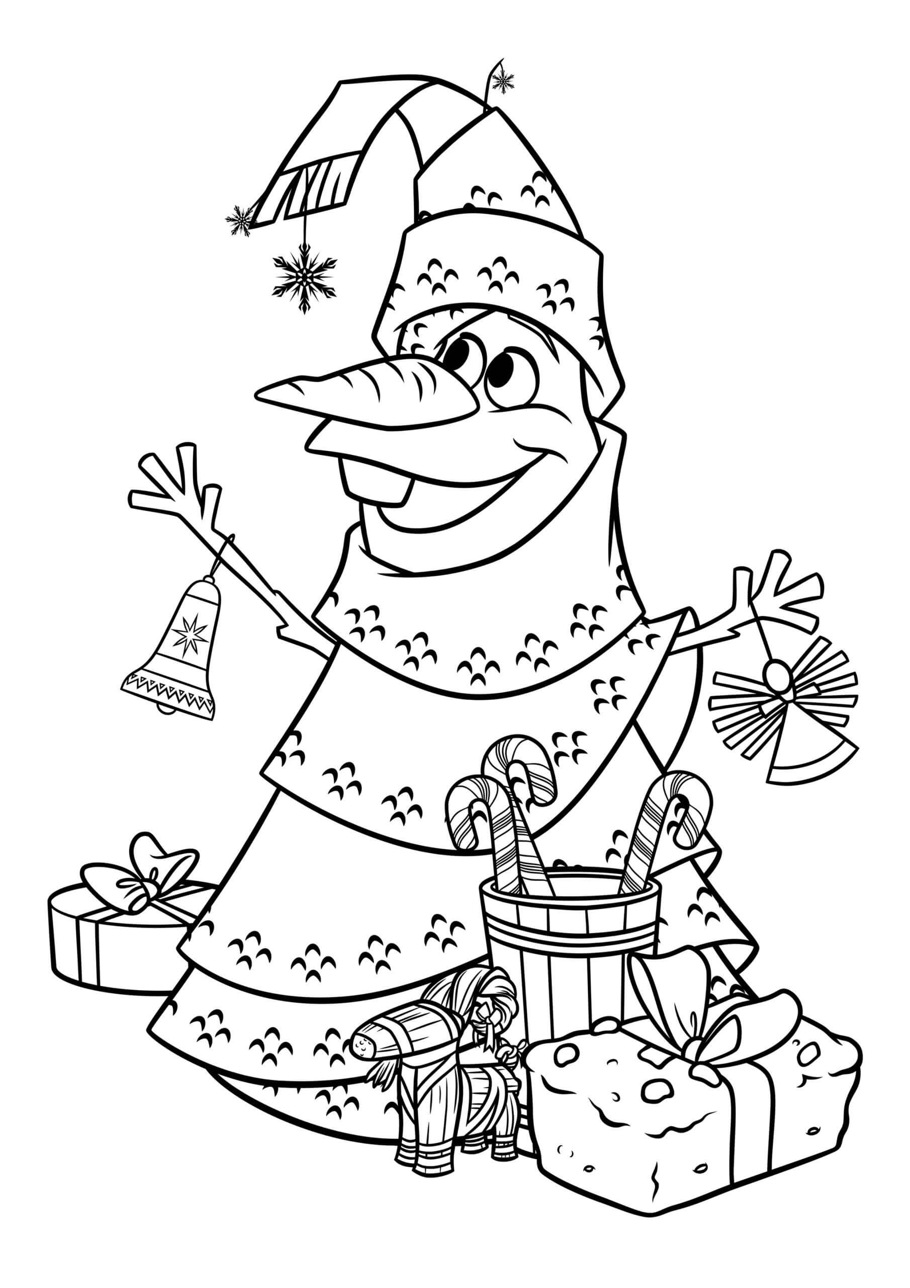 Olaf met geschenkdozen in Kerstmis
