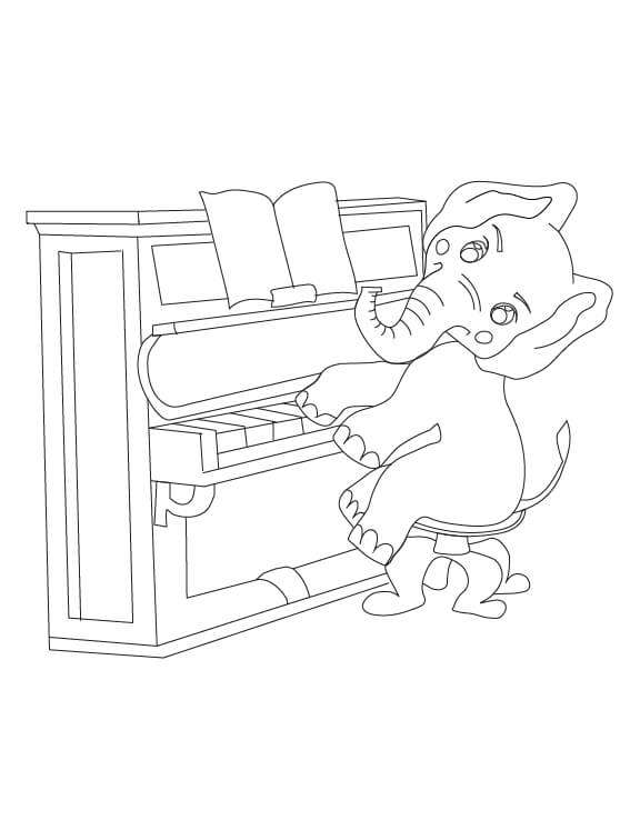 Olifant die piano speelt