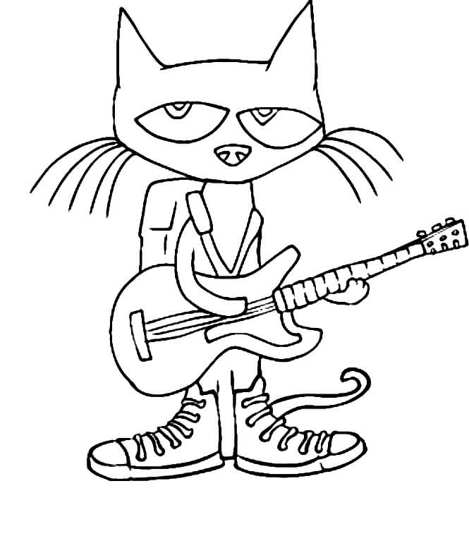 Pete Cat met gitaar