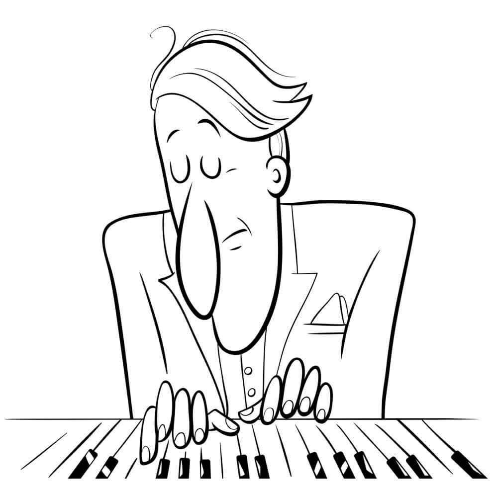 Pianist die piano speelt