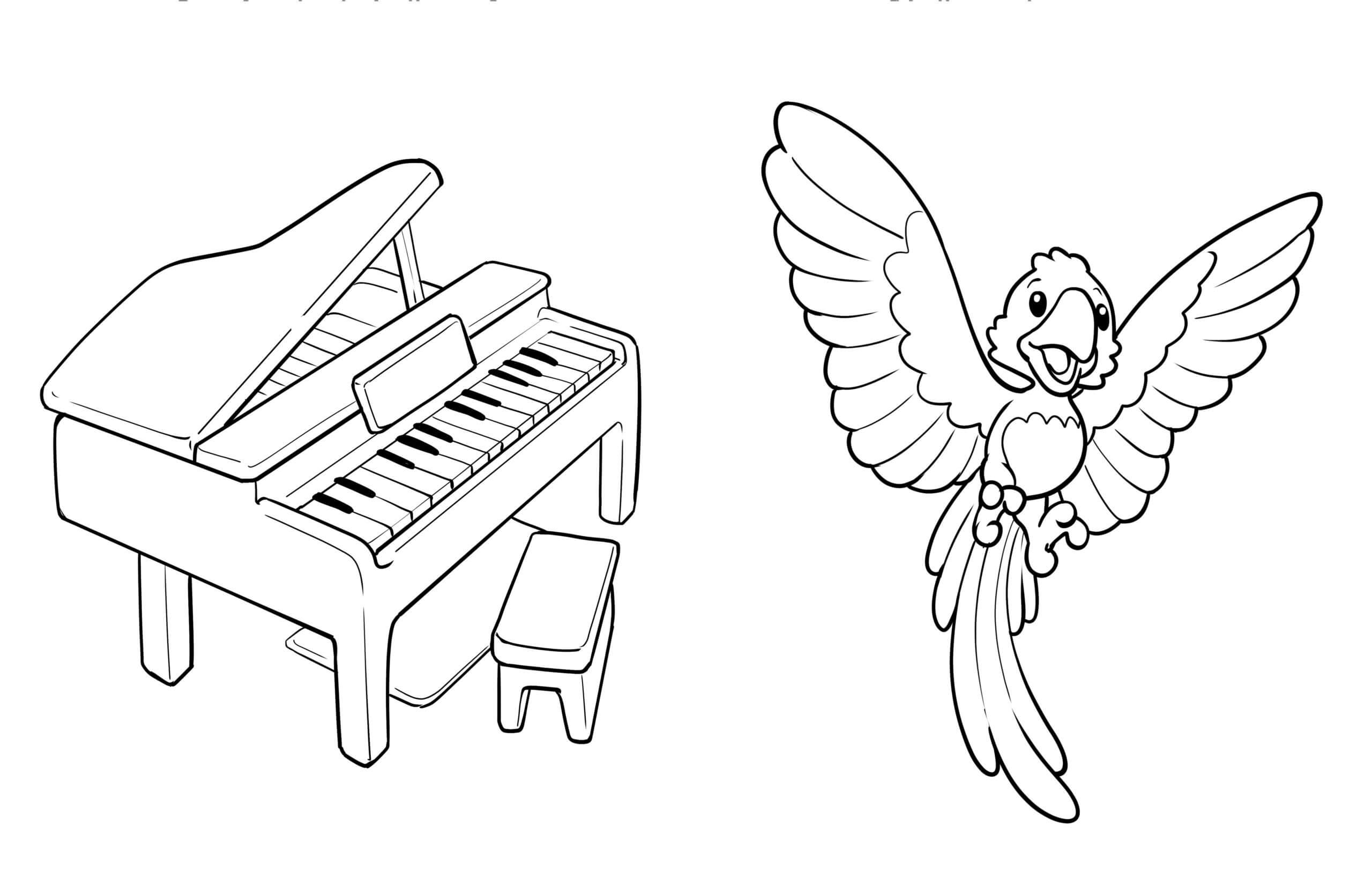 Piano en papegaai