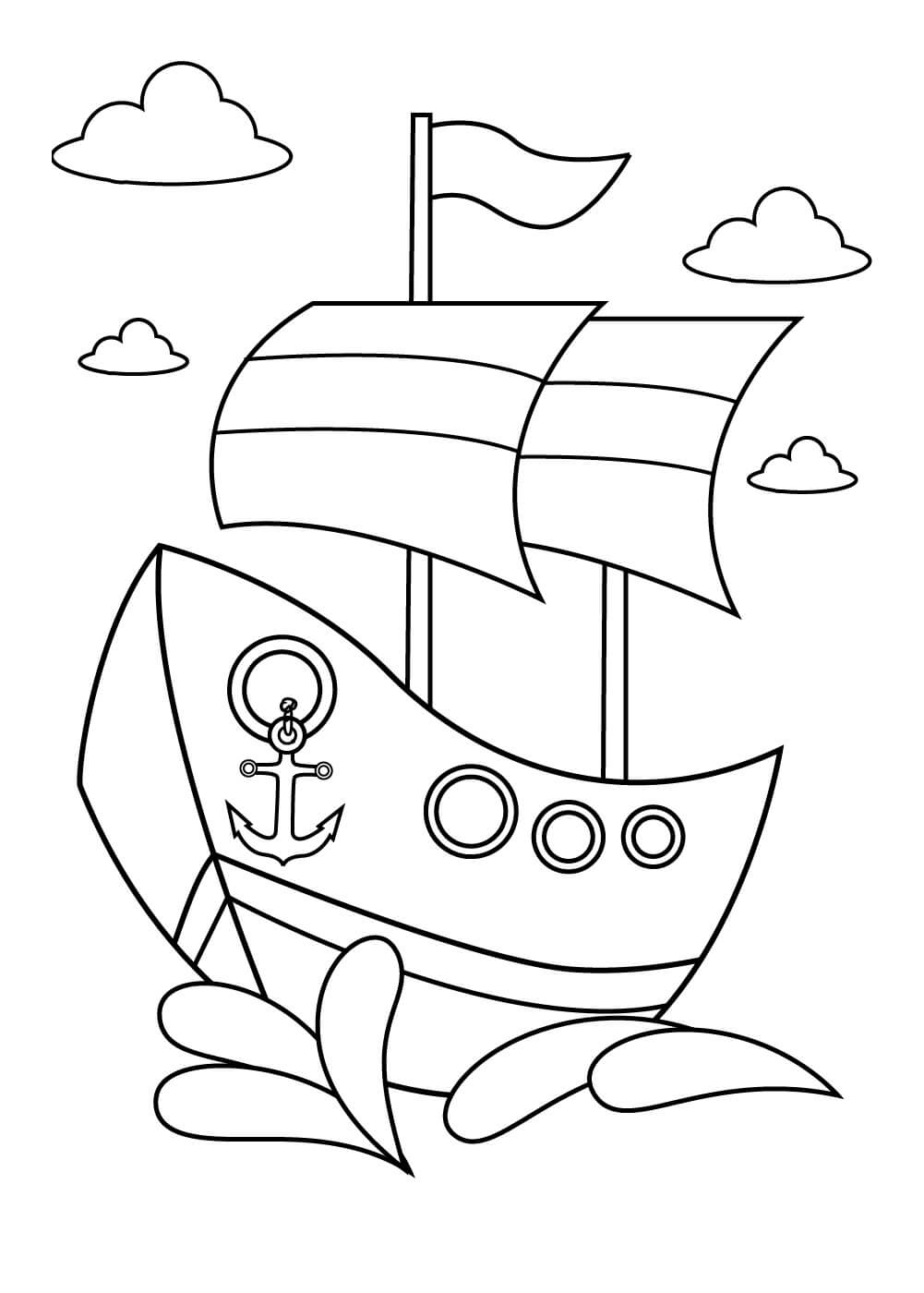 Piratenschip met wolken