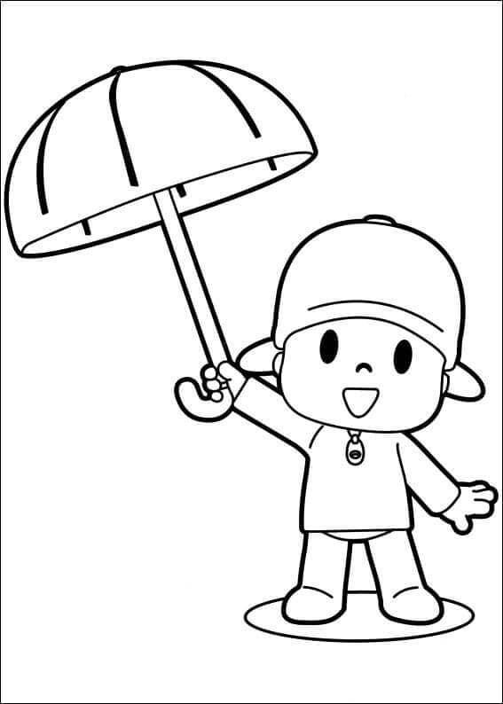 Pocoyo houdt paraplu vast