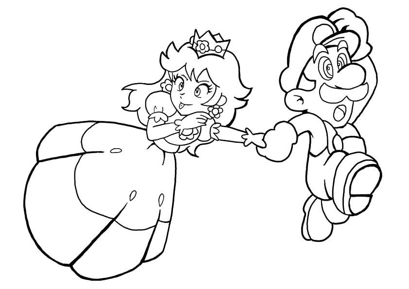 Prinses Peach en Mario rennen