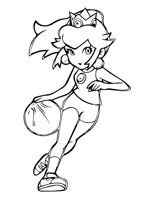 Prinses Peach speelt basketbal