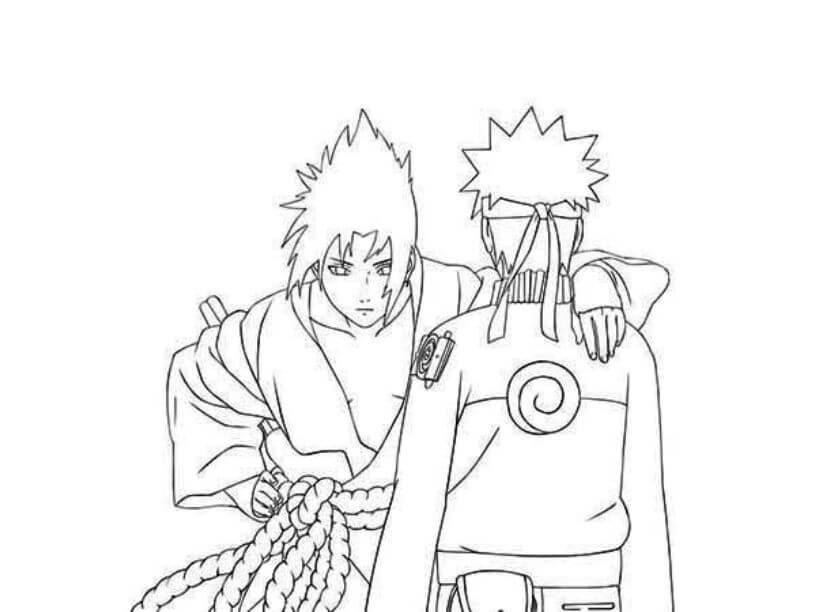 Sasuke knuffelt Naruto