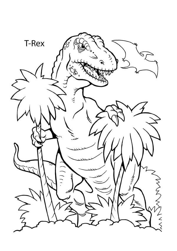 T-Rex met twee bomen