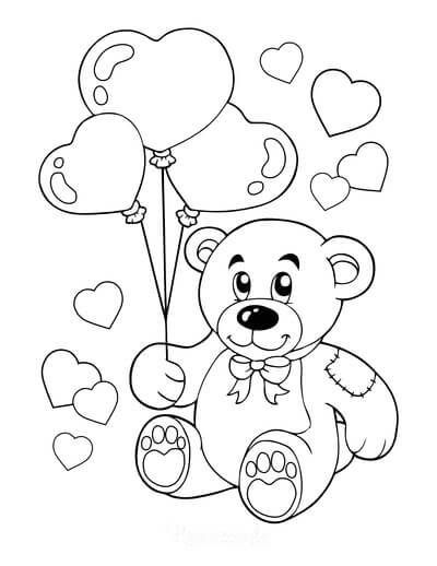 Teddybeer met ballonnen in Valentijn