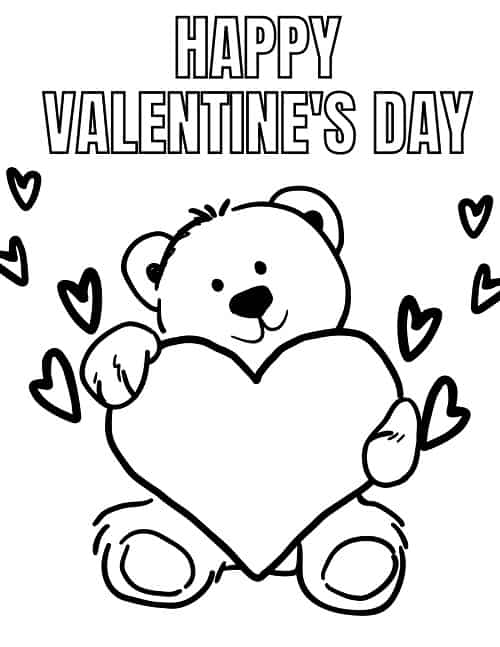 Teddybeer met hart in Happy Valentine's Day