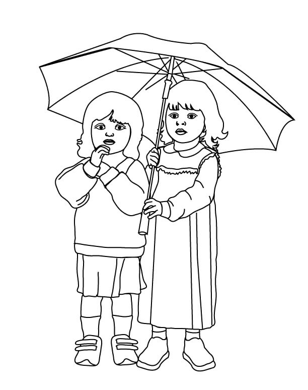 Twee Kleine Meisjes die Paraplu houden