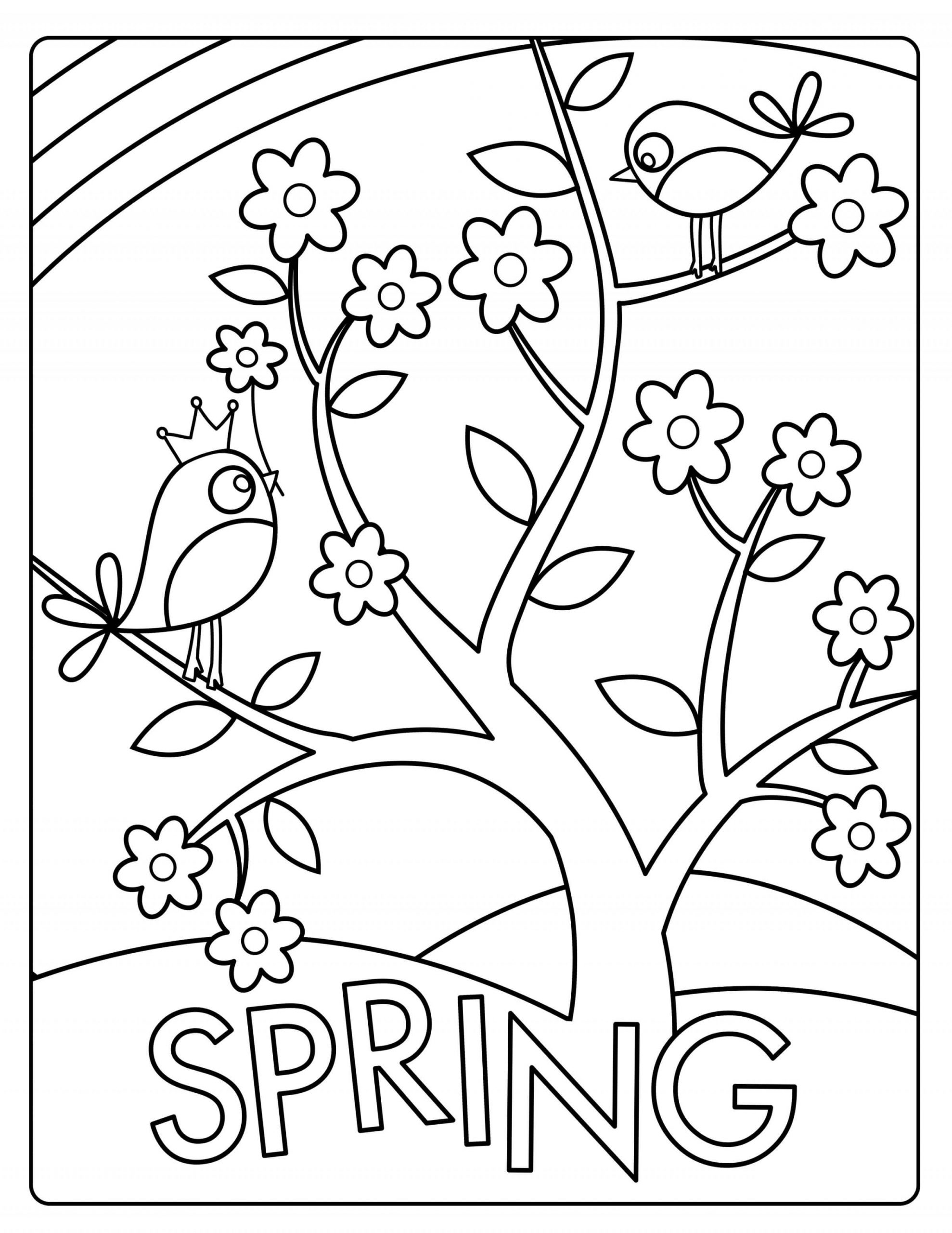 Vogels en boom in het voorjaar
