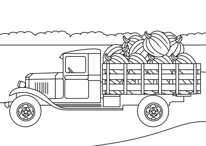 Vrachtwagen met Pompoenen