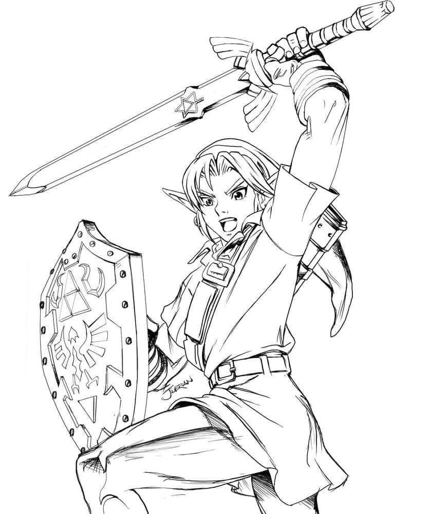 Anime meisje met zwaard en schild