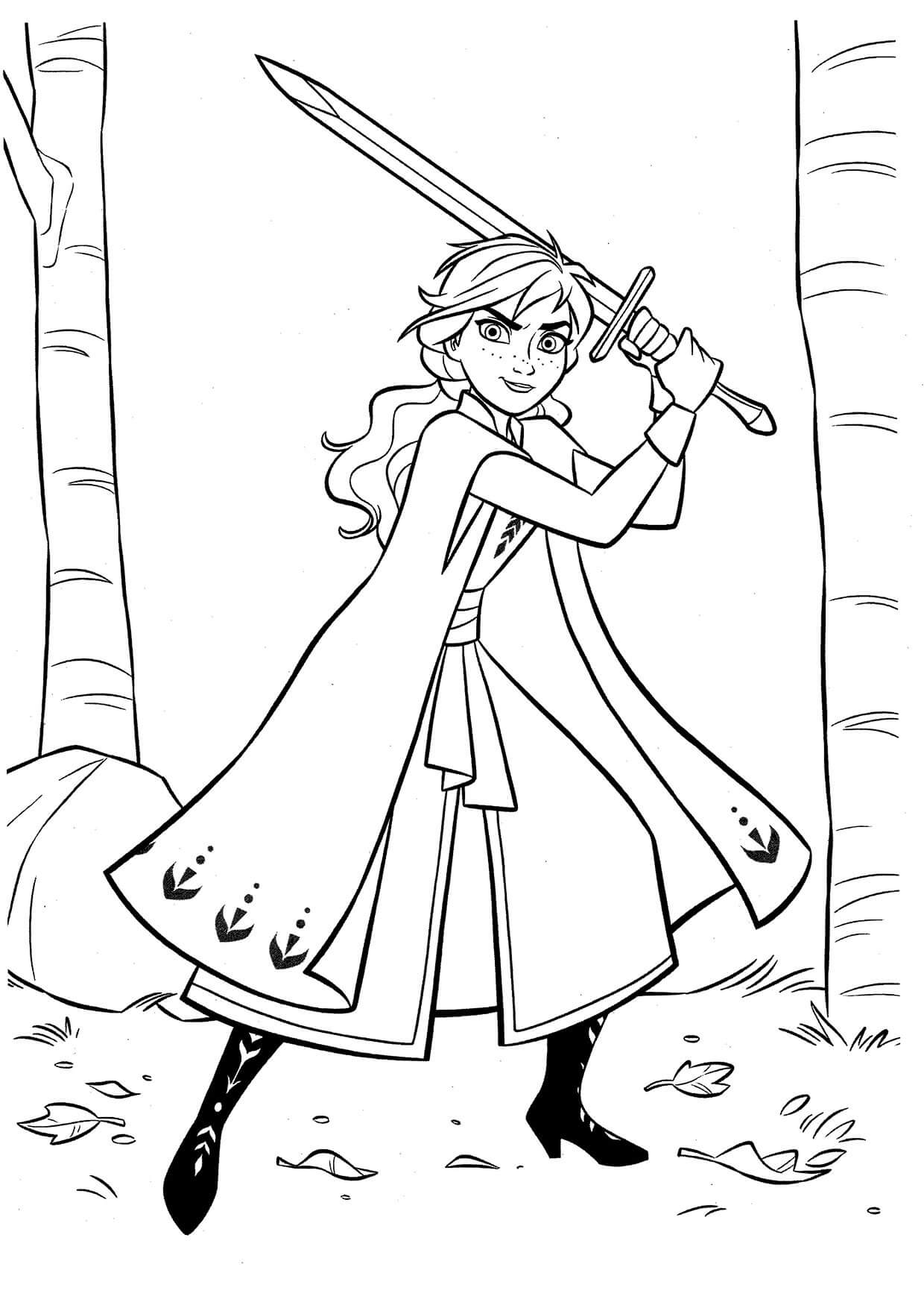 Anna houdt zwaard vast