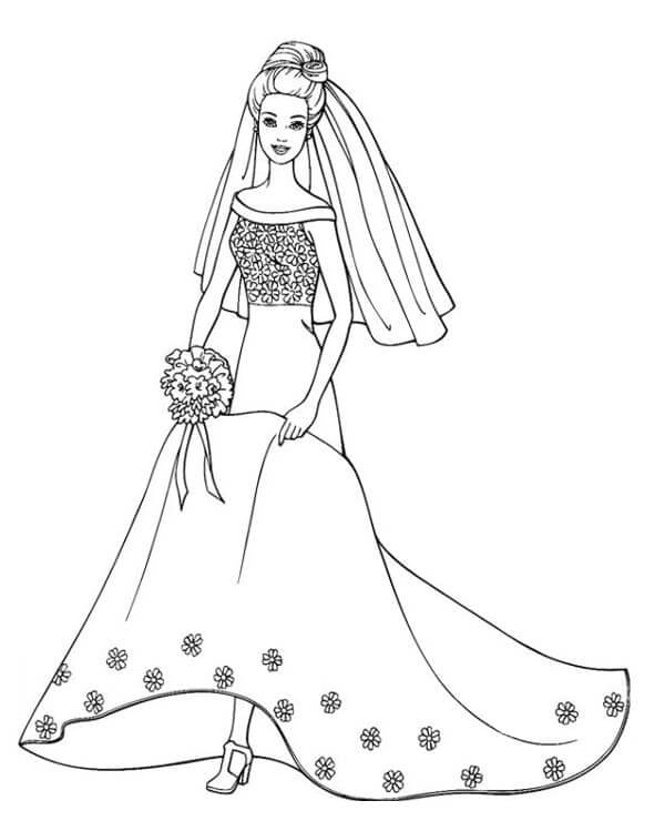Barbie op trouwjurk