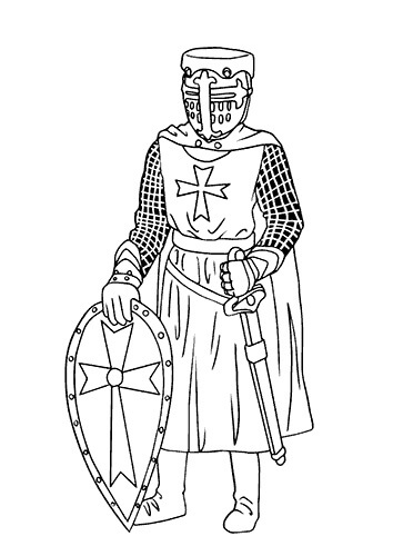 Basic Knight Holding zwaard en schild