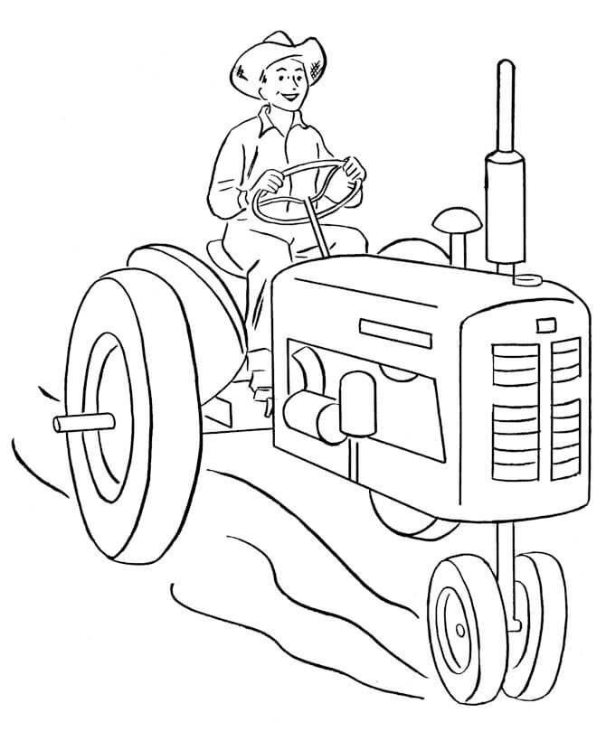 Boer rijdende tractor