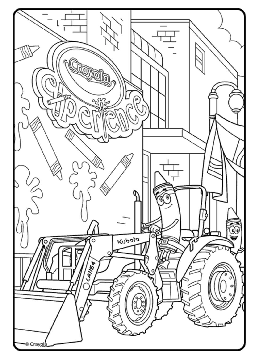 Cartoon Crayola rijdende tractor