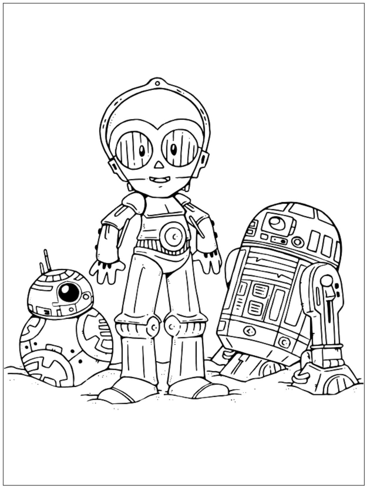 Chibi C-3P0 en R2-D2 met BB-8