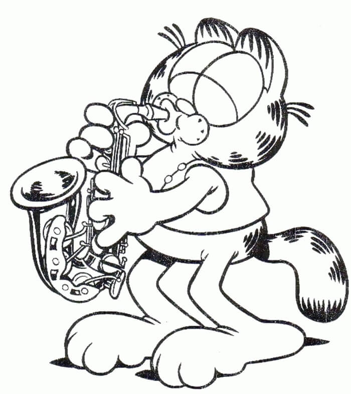 Garfield speelt trompet